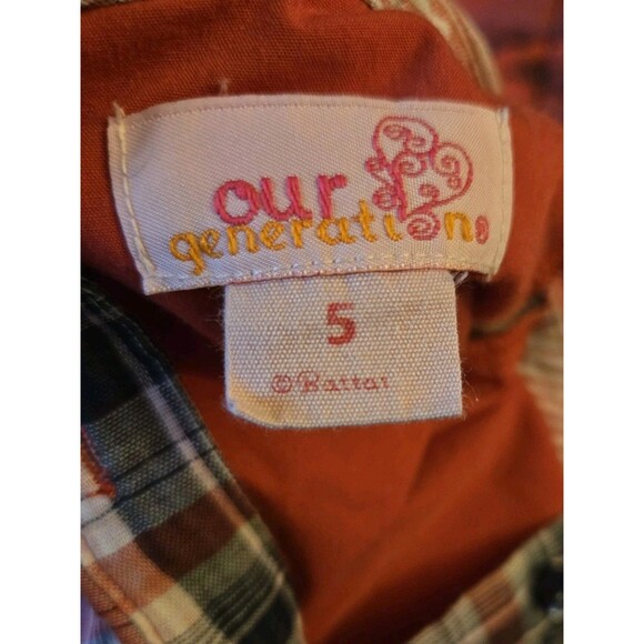 Our Generation Red Blue Plaid Dress W/ Bow Girls Size 5 Lined Long Sleeve Pretty - Picture 9 of 12